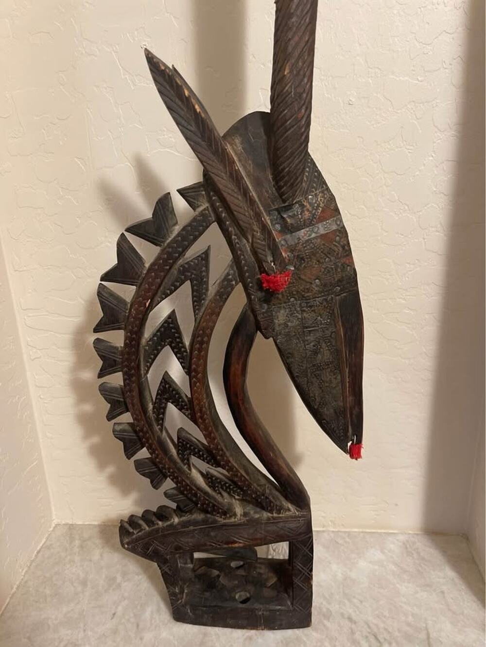West African Art Wood Carving Antelope CHI Wara tribal head piece